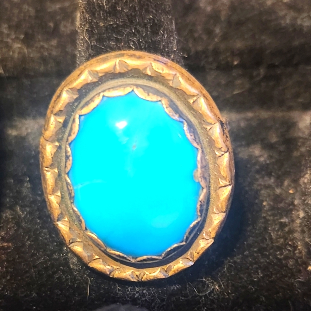 Vintage Men's Silver And Turquoise Ring Size 11.5